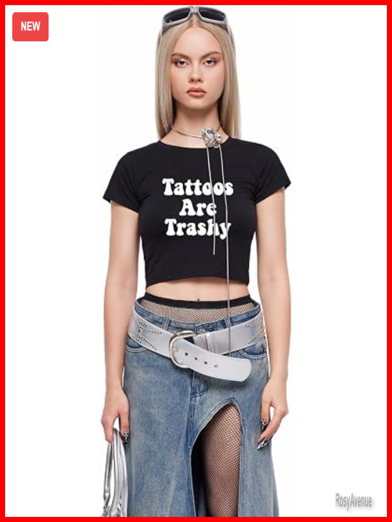 Y2k Crop Top Baby Tee - Funny Slogan Short Sleeve Crew Neck Going Out Top